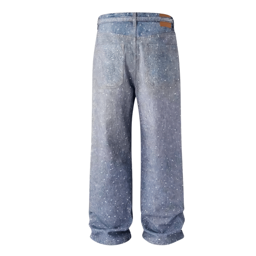 Pantalon baggy à strass VYBES - Bleu - Grabtamarque