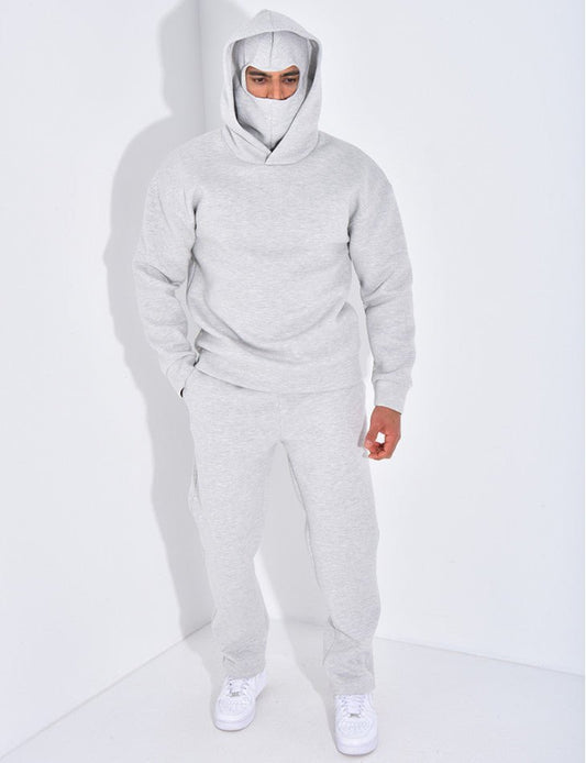 ENSEMBLE PANTALON ET SWEAT À CAPUCHE AVEC CAGOULE INTÉGRÉE - GRIS - Grabtamarque