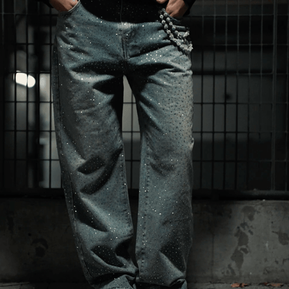 Jeans à strass VYBES - Bleu - Grabtamarque