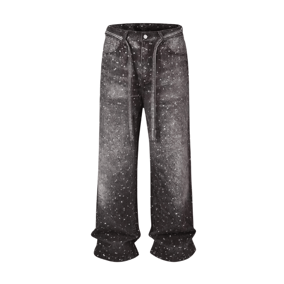Pantalon baggy à strass VYBES - Gris - Grabtamarque