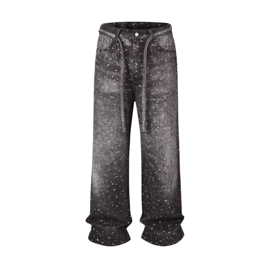 Pantalon baggy à strass VYBES - Gris - Grabtamarque