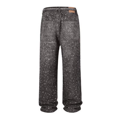 Pantalon baggy à strass VYBES - Gris - Grabtamarque