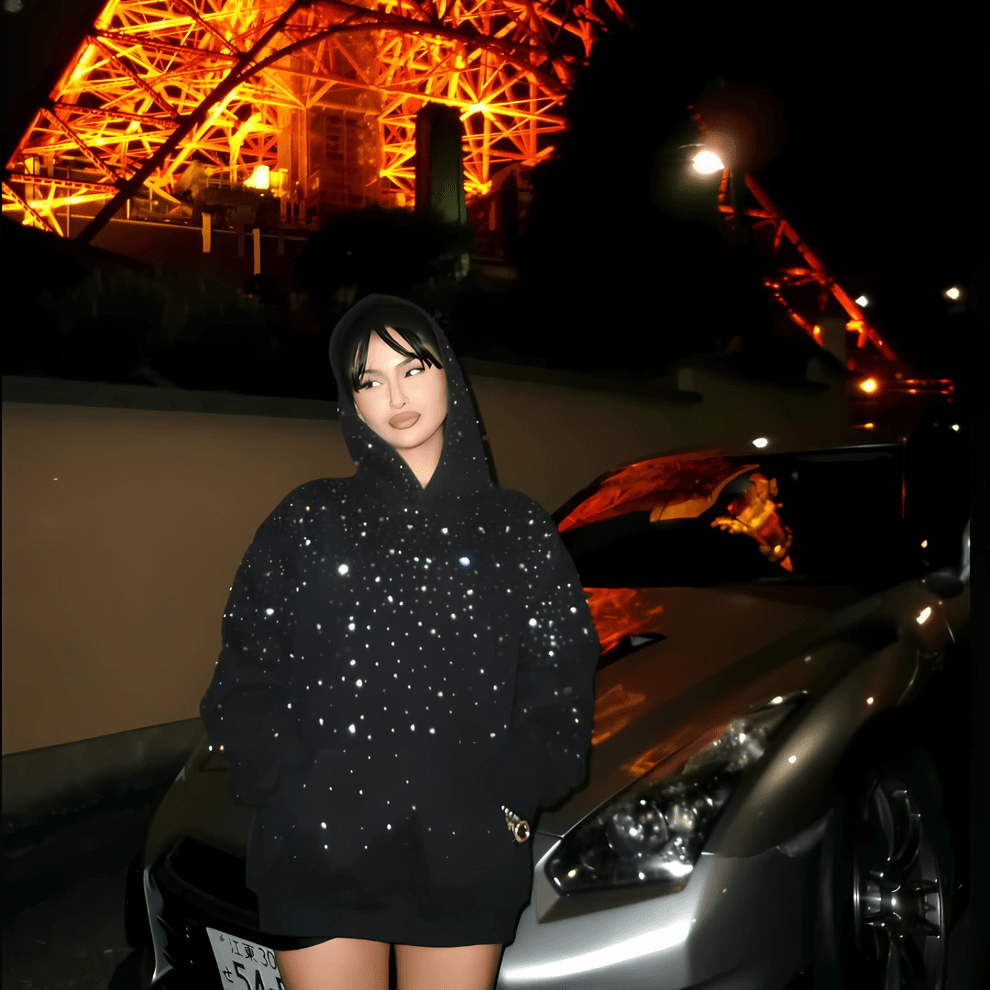 Sweat à capuche VYBES Rhinestone Galaxy - Grabtamarque